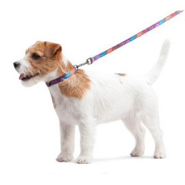 Collar WauDog Nylon Obroża nylonowa z QR-paszportem, plastikowy fastex, wzór LATO, 15mm/25-35cm