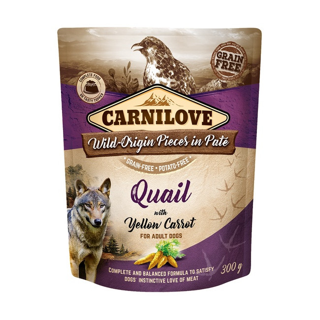 Carnilove Dog Quail & Yellow Carrot - przepiórka i żółta marchew saszetka 300g