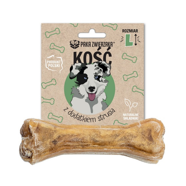 Paka Zwierzaka Kość z dodatkiem strusia L 13,5cm