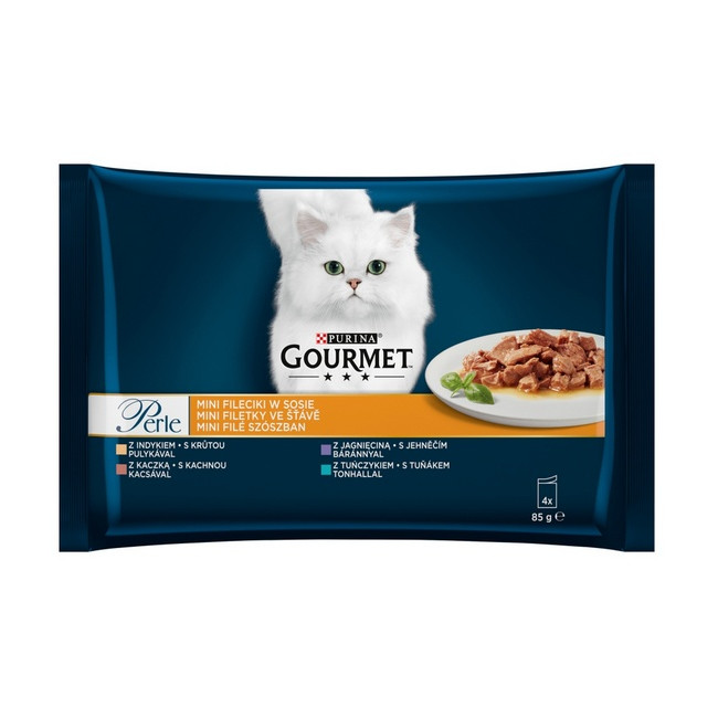 Gourmet Perle Indyk/Kaczka/Tuńczyk/Jagnięcina w sosie saszetki 4x85g