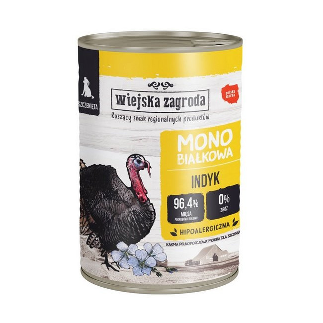 Wiejska Zagroda Monobiałkowa Indyk dla szczeniąt puszka 400g