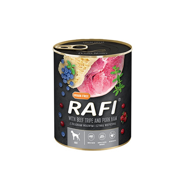 Rafi Pies Żołądki wołowe i szynka puszka 800g