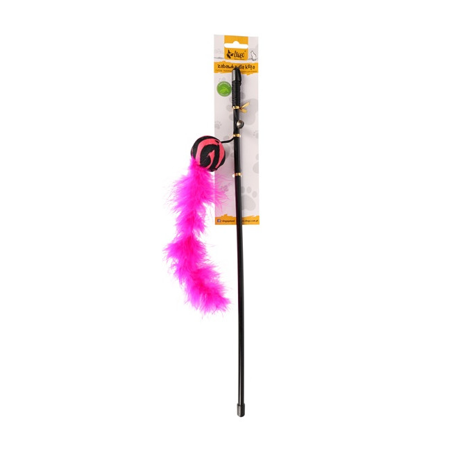 Dingo Wędka dla kota - piłka z ogonkiem różowa