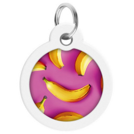 Collar WauDog Smart ID Zawieszka z QR-paszportem okrągła 3cm banany na różu
