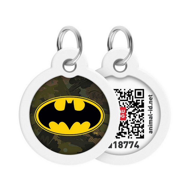 Collar WauDog Smart ID Zawieszka z QR-paszportem okrągła 3cm batman zielony
