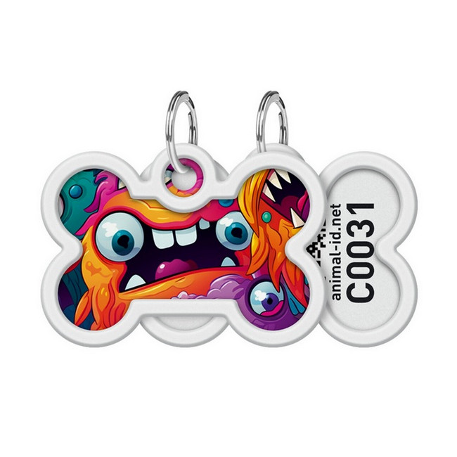 Collar WauDog Smart ID Zawieszka z QR-paszportem kość 4x3cm zębate potwory