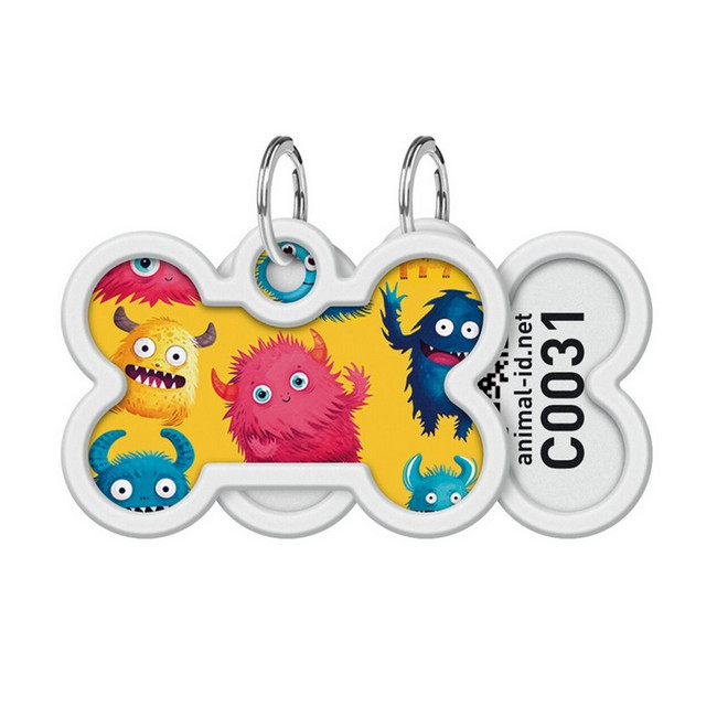 Collar WauDog Smart ID Zawieszka z QR-paszportem kość 4x3cm futrzane potwory