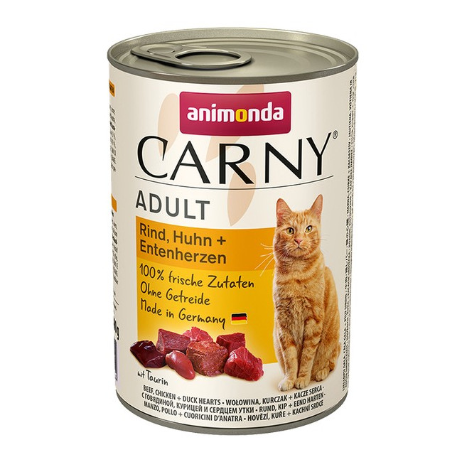 Animonda Carny Adult Wołowina, Kurczak + Kacze serca puszka 400g