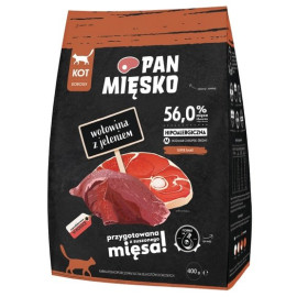 Pan Mięsko Karma sucha dla kota - wołowina i jeleń chrupki M 400g