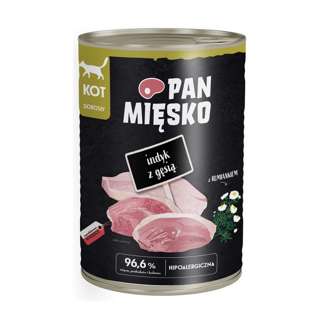 Pan Mięsko Karma mokra dla kota - indyk i gęś puszka 400g