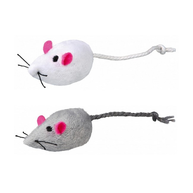 Trixie Myszki szara i biała z kocimiętką grzechoczące 5cm opakowanie 2szt. [TX-4069]