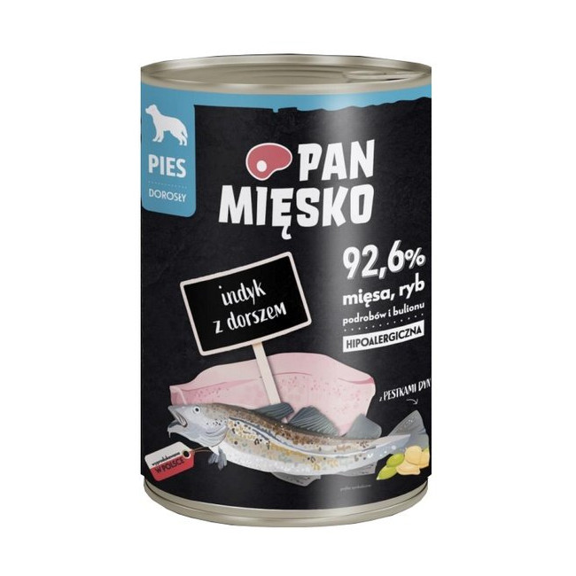 Pan Mięsko Karma mokra dla psa Indyk z dorszem puszka 400g