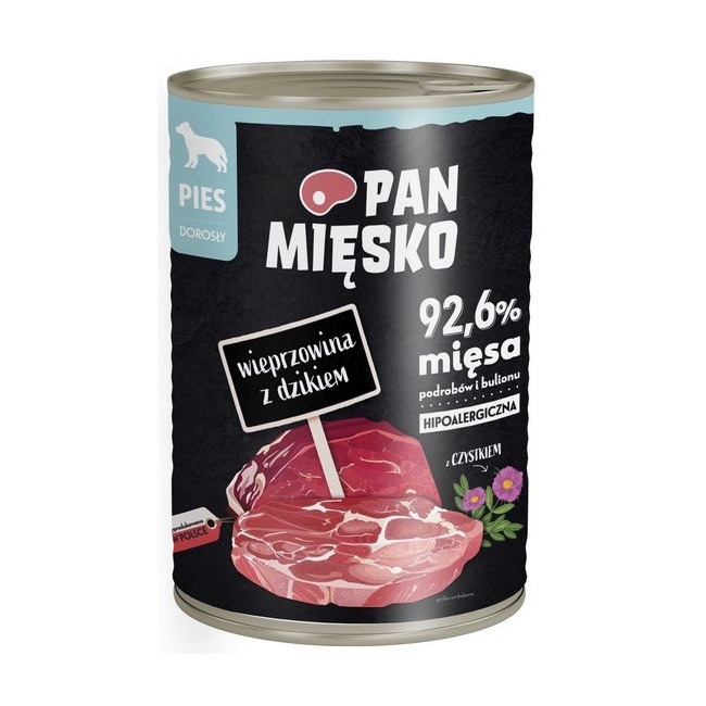Pan Mięsko Karma mokra dla psa Wieprzowina z dzikiem puszka 400g