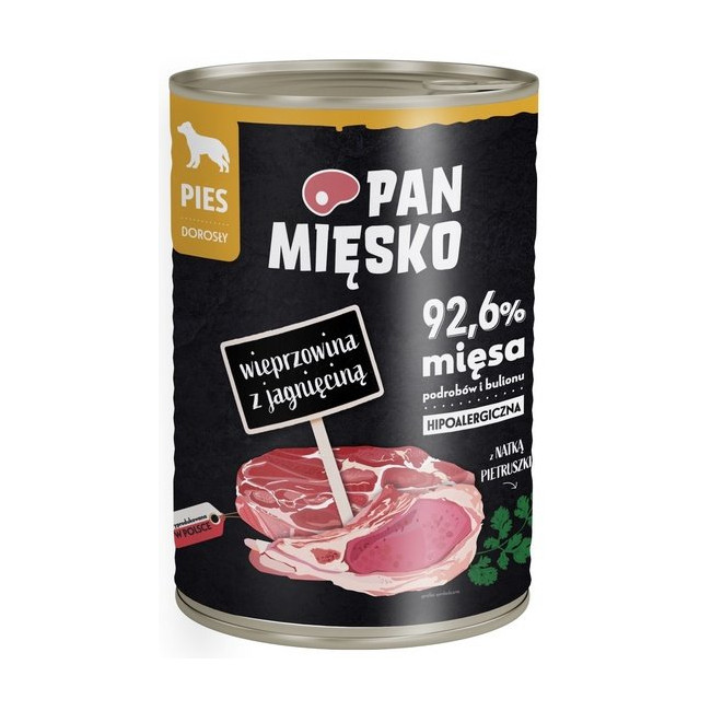 Pan Mięsko Karma mokra dla psa Wieprzowina z jagnięciną puszka 400g