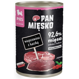 Pan Mięsko Karma mokra dla szczeniąt Wieprzowina z kaczką puszka 400g
