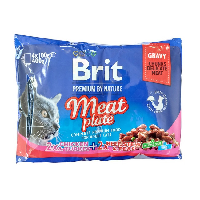 Brit Premium Cat Adult Meat Plate saszetki 4x100g