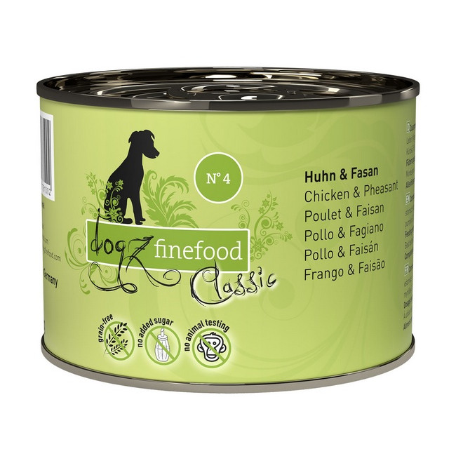 Dogz Finefood Classic N.04 Kurczak i bażant puszka 200g
