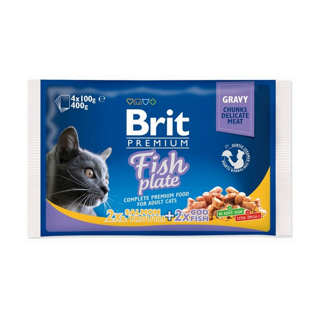Brit Premium Cat Adult Fish Plate saszetki 4x100g