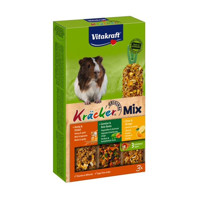 Vitakraft Kracker 3szt Świnka morska Mix - Miód/Warzywa/Cytryna 168g [25226]