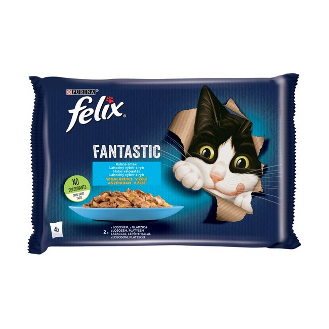 Felix Fantastic Rybne Smaki łosoś/gładzica w galaretce saszetki 4x85g
