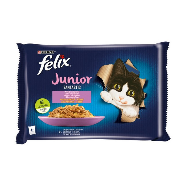 Felix Fantastic Junior kurczak/łosoś w galaretce saszetki 4x85g