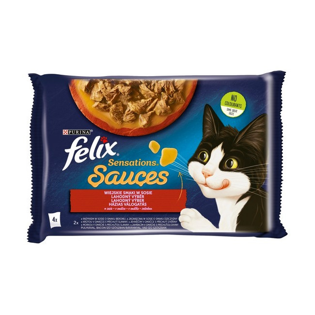 Felix Sensations Sauces Wiejskie Smaki indyk/jagnięcina w sosie saszetki 4x85g