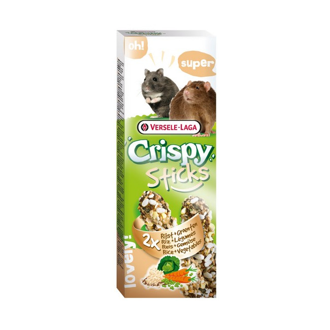 Versele-Laga Crispy Sticks Hamster & Rat Rice & Vegetables - kolby dla chomików i szczurów z ryżem i warzywami 110g
