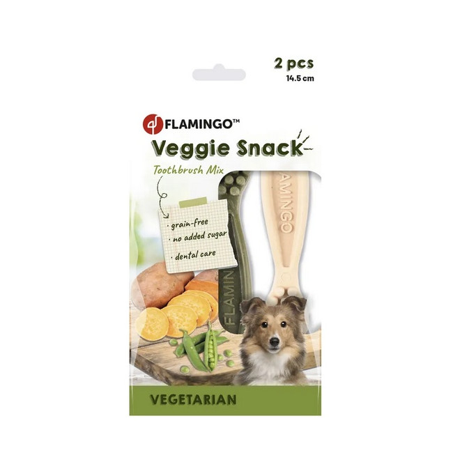 Flamingo Veggie gryzak szczoteczka 14,5cm/2szt