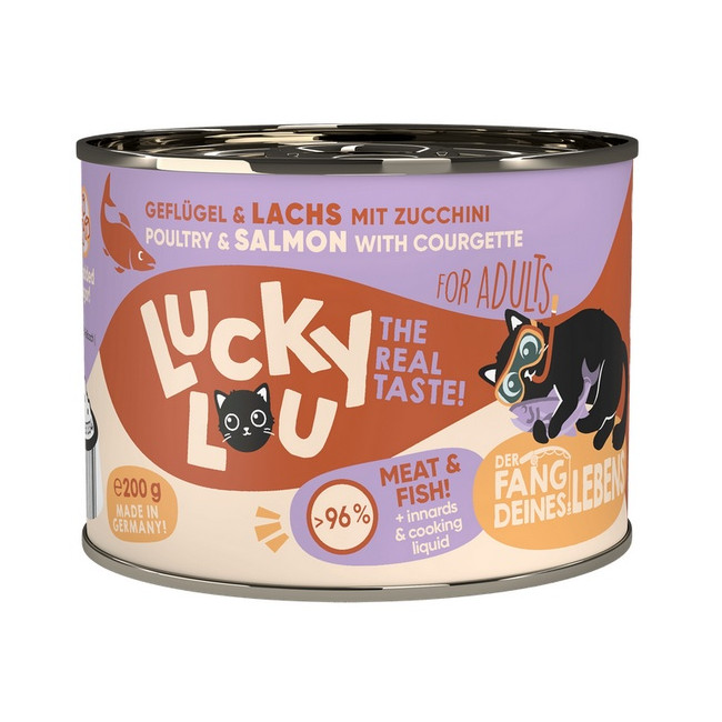 Lucky Lou Lifestage Adult Drób i łosoś puszka 200g