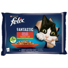 Felix Fantastic Wiejskie Smaki wołowina/kurczak w galaretce saszetki 4x85g