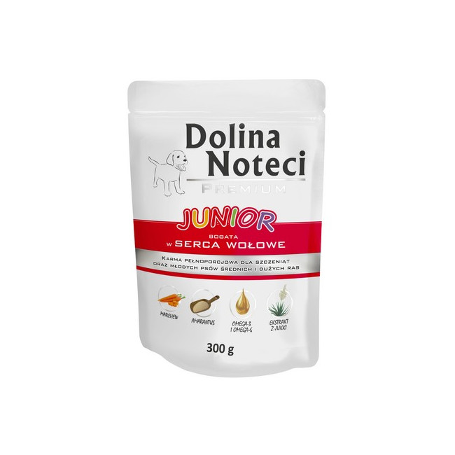 Dolina Noteci Premium Pies Junior Serca wołowe saszetka 300g