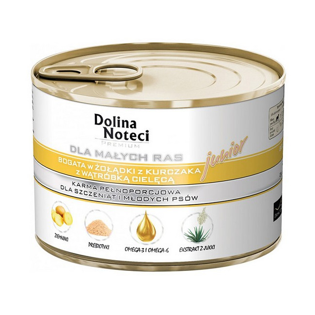 Dolina Noteci Premium Pies Mały Junior żołądki kurczaka i wątróbka cielęca 185g