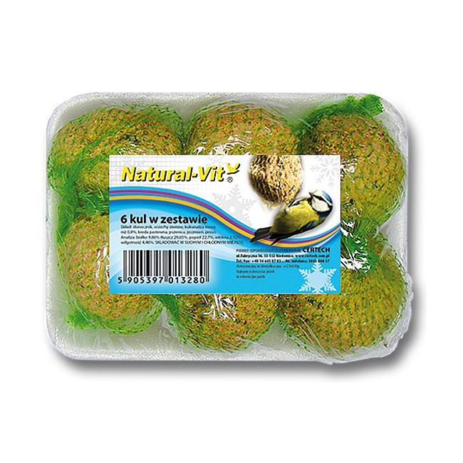Natural-Vit Kule dla dzikich ptaków tacka 6szt 540g
