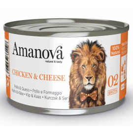 Amanova Cat Chicken & Cheese - kurczak i ser w bulionie puszka 70g [02]