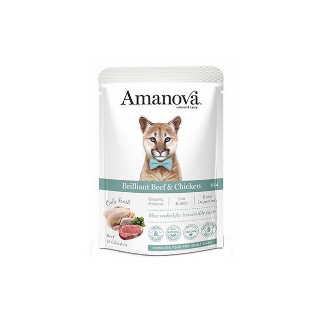 Amanova Cat Brilliant Beef & Chicken - wołowina i kurczak saszetka 85g [P14]