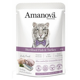 Amanova Cat Sterilised Fish & Turkey - biała ryba i indyk saszetka 85g [P12]