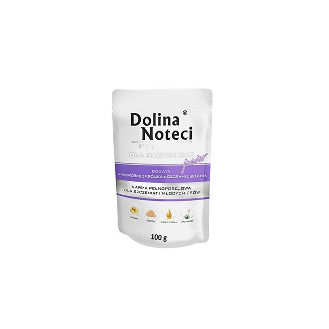 Dolina Noteci Premium Pies Junior Wątróbka z królika i ozory z jelenia saszetka 100g