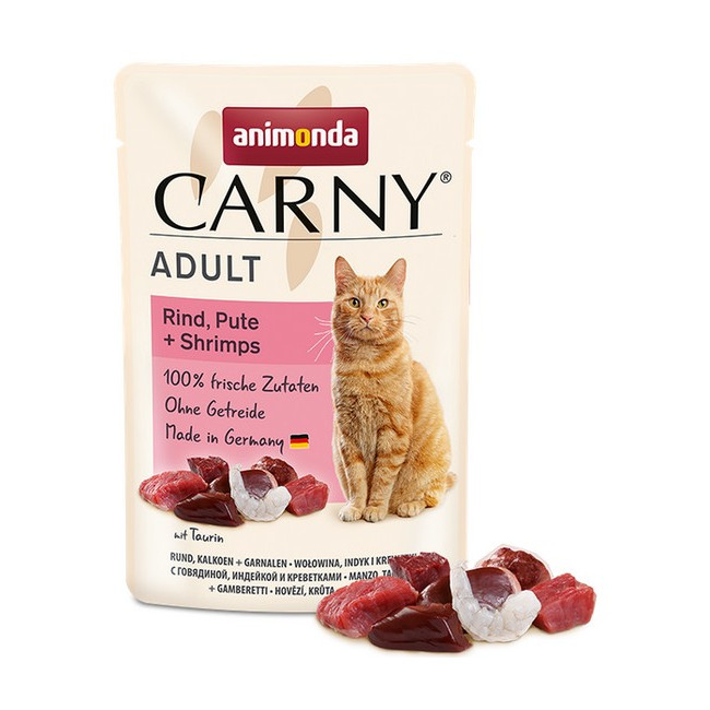 Animonda Carny Adult Wołowina, Indyk + Krewetki saszetka 85g