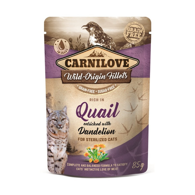 Carnilove Cat Quail & Dandelion Sterilised - przepiórka i mniszek saszetka 85g