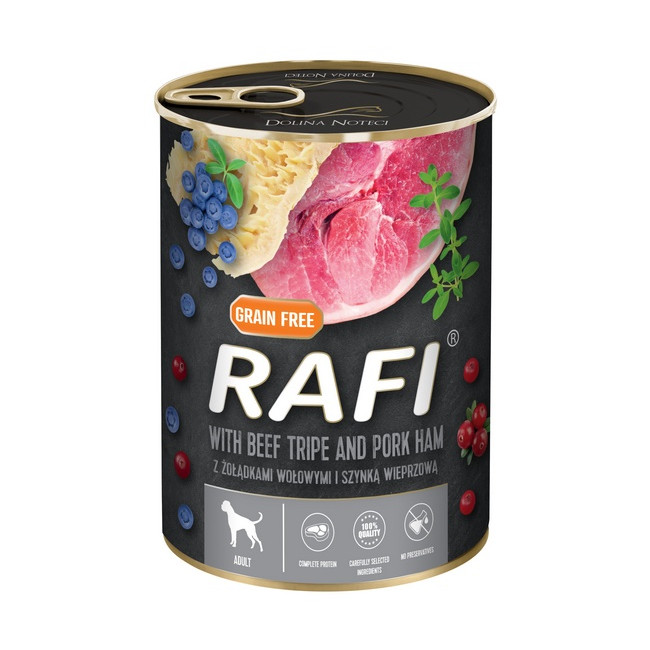 Rafi Pies Żołądki wołowe i szynka puszka 400g