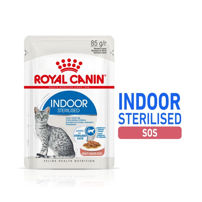 Royal Canin Indoor Sterilised sos karma mokra dla kotów dorosłych sterylizowanych, przebywających w domu saszetka 85g