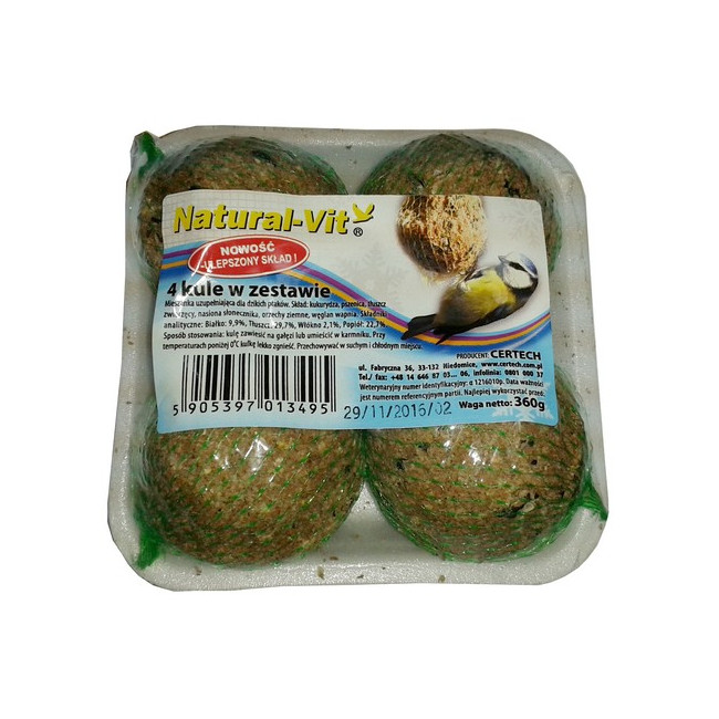 Natural-Vit Kule dla dzikich ptaków tacka 4szt 360g