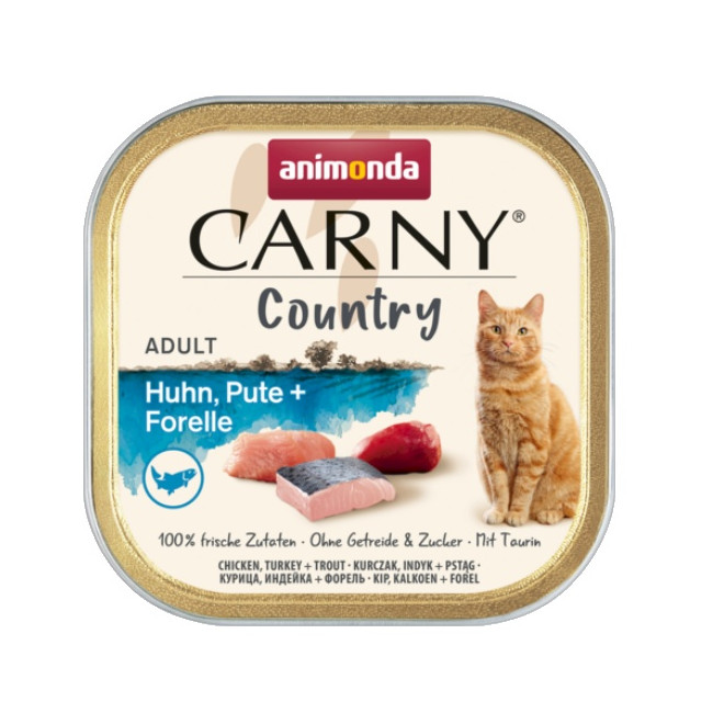 Animonda Carny Country Adult Kurczak, Indyk i Pstrąg tacka 100g