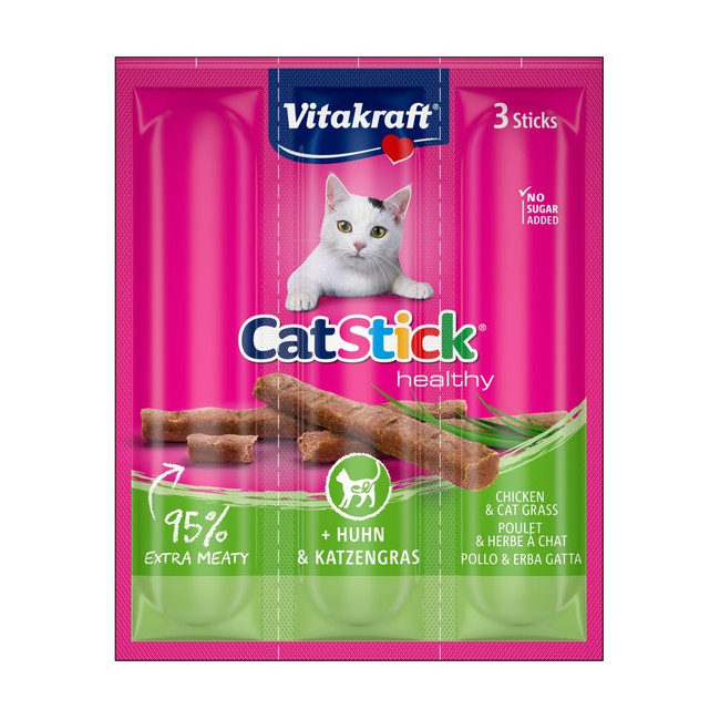 Vitakraft Cat Stick Classic kurczak + kocia trawa 3szt [58896]