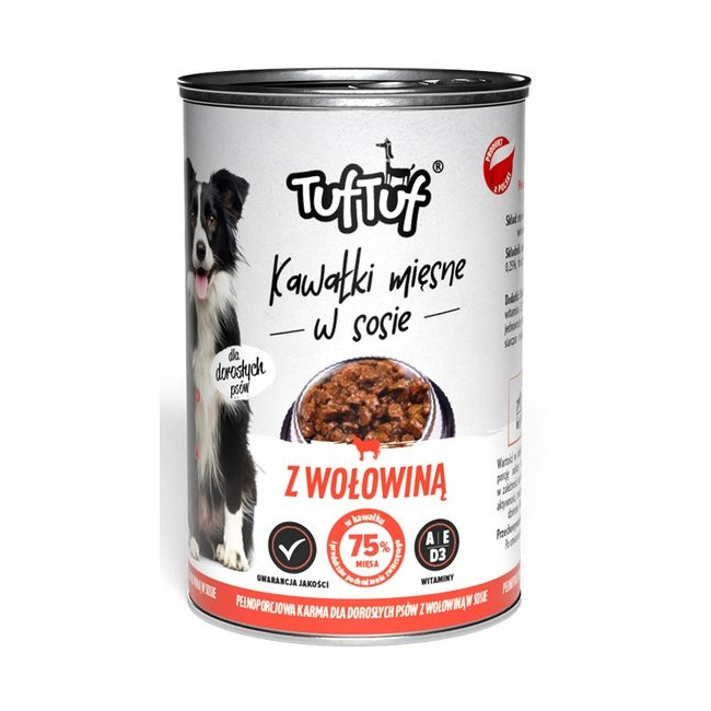 TUF TUF Kawałki mięsne z wołowiną dla psa puszka 415g