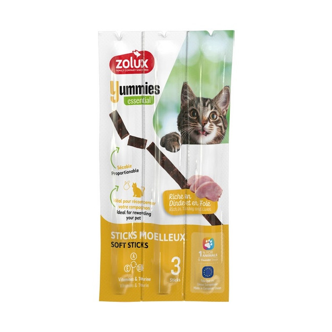 Zolux Yummies Miękki przysmak dla kota - Pałeczki Indyk & Wątróbka 3x5g