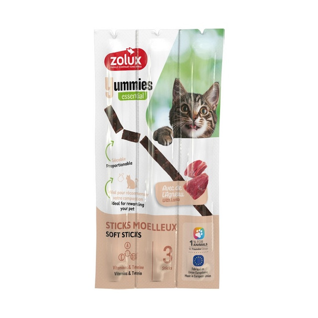 Zolux Yummies Miękki przysmak dla kota - Pałeczki Jagnięcina & Ryż 3x5g
