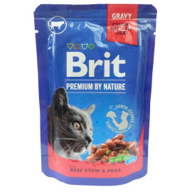 Brit Premium Cat Adult Wołowina + Groszek saszetka 100g