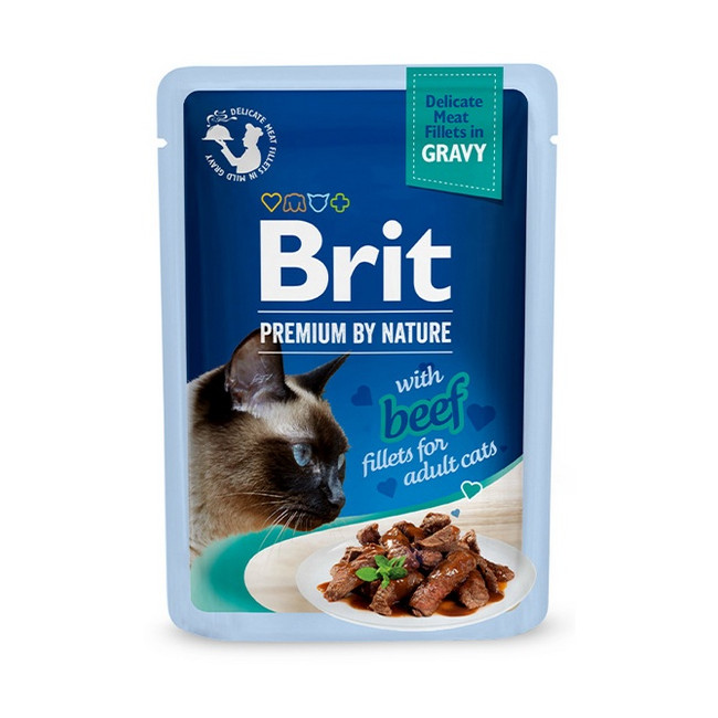 Brit Premium Cat Fillets with Beef sos saszetka 85g