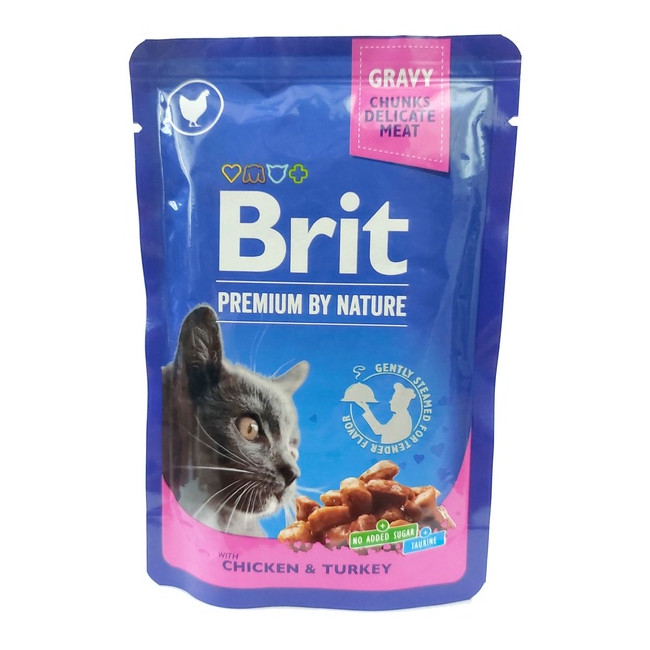 Brit Premium Cat Adult Kurczak + Indyk saszetka 100g